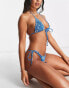 Фото #4 товара Candypants triangle shirred bikini top in blue ditsy floral