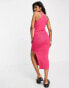 Фото #2 товара Topshop knitted v -neck dress in pink