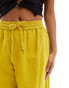 ASOS DESIGN Petite pull on barrel leg trouser with linen in chartreuse