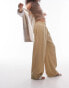 Фото #1 товара Topshop linen high waist pull on straight leg trouser in sand