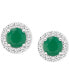 Серьги Macy's Emerald Diamond Halo Stud - фото #8