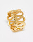 Фото #2 товара ASOS DESIGN waterproof stainless steel ring with squiggle design in gold tone