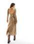 COLLUSION crinkle satin backless maxi dress in bronze