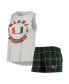 ფოტო #1 პროდუქტის Women's Green, White Miami Hurricanes Ultimate Flannel Tank Top and Shorts Sleep Set