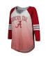 ფოტო #3 პროდუქტის Women's White, Crimson Alabama Crimson Tide Lead Off Ombre Raglan 3/4-Sleeve V-Neck T-shirt