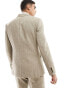 ASOS DESIGN slim suit jacket in wool mix texture in neutral