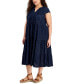 Фото #3 товара Stye & Co Plus Size V-Neck Short-Sleeve Ruffle Shine Dress, Created for Macy's