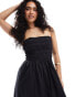 Pimkie shirred bandeau maxi dress in black