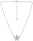 ფოტო #3 პროდუქტის Cubic Zirconia Pavé Flower Pendant Necklace in Sterling Silver, 16" + 2" extender, Created for Macy's