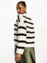 JDY knitted crew neck jumper in cream stripe