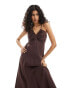 Фото #2 товара Ever New ruched bust detail midi dress in brown