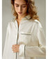 ფოტო #2 პროდუქტის Women's Contrast Piping Button-Up Full Length Pajama Set for Women