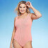 Women's Full Coverage Pucker Textured Square Neck One Piece Swimsuit - Kona Sol