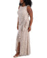 ფოტო #3 პროდუქტის Plus Size Lace Sequin Cascade Ruffle Dress