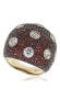 Suzy Levian Sterling Silver Cubic Zirconia Reddish Brown Pave Oversized Dome Ring