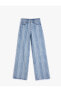Фото #7 товара Geniş Paça Kot Pantolon Yılan Lazer Baskılı Yüksek Bel Cepli - Bianca Wide Leg Jeans