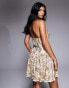 ASOS LUXE floral embellished bandeau cage skirt mini dress in gold