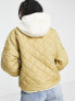Noisy May teddy & quilted fleece with hood in beige