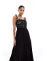 River Island crochet top tiered maxi dress in black