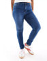 ONLY Curve Augusta high waisted skinny jeans in mid blue wash Голубой, 44 - фото #5