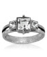 Pewter Square Crystal Ring