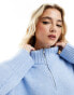 ASOS DESIGN relaxed jumper with zip collar in pastel blue