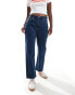 Фото #2 товара Abercrombie & Fitch Curve Love vintage straight high rise jean in dark blue