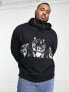 ASOS DESIGN oversized hoodie in black with tiger print