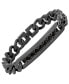 Black Ion Plating Thick Cuban Link Chain and Simulated Black Diamonds ID Bracelet