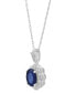 ფოტო #3 პროდუქტის Sapphire (1 ct. t.w.) & Diamond Accent Oval 18" Pendant Necklace in 14k White Gold