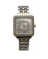 Two Tone Small Square and Rhinestones Metal Band Women Watch