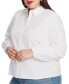 ფოტო #3 პროდუქტის Texture Cotton Blouson Button Down Top