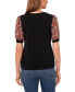 Фото #2 товара Women's Floral Mixed Media Short Sleeve Knit Top