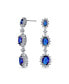 ფოტო #1 პროდუქტის Long Royal Blue Triple Oval Halo Simulated Sapphire CZ Chandelier Earrings For Women Cubic Zirconia Rhodium Plated Brass