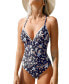 ფოტო #1 პროდუქტის Women's V Neck Adjustable Straps Crisscross Back Tie One Piece Swimsuit