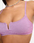 New Look glitter scoop bikini top in lilac