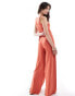 Фото #3 товара ASOS DESIGN scoop neck wide leg jumpsuit in rust