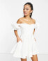 Фото #2 товара Bardot ruffle sleeve corset mini dress in white