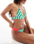 Superdry Striped cheeky bikini bottoms in green stripe