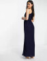 Фото #2 товара Yaura Bridesmaid drape one shoulder maxi dress in navy