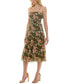 ფოტო #2 პროდუქტის Juniors' Smocked-Waist Tiered Floral-Print Dress