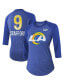 Фото #1 товара Women's Threads Matthew Stafford Royal Los Angeles Rams Super Bowl LVI Name Number Raglan 3/4 Sleeve T-shirt
