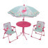 Фото #2 товара FUN HOUSE 713088 FLAMENT PINK Gartenmbel mit Tisch, 2 Klappsthlen und einem Sonnenschirm fr Kinder