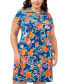 Фото #1 товара Plus Size Floral-Print Zip-Front Shift Dress