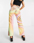 Фото #4 товара The Ragged Priest high waisted straight leg jeans in retro rainbow swirl denim