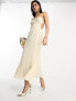 ASOS DESIGN elasticated strappy midi dress with open back in ivory 40 - фото #1