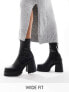ASOS DESIGN Wide Fit Retreat mid-heeled sock boots in black