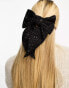 Фото #2 товара My Accessories London woven sequin bow hair clip in black