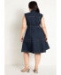 ფოტო #2 პროდუქტის Plus Size Fit & Flare Denim Dress