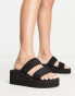 Truffle Collection Wide Fit flatform mule sandals in black